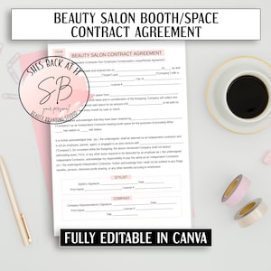 Salon Booth Rental Contract, Room Rental Agreeement, Station Rental Contract, Salon Station contract, Canva Template, Editable Salon Rental