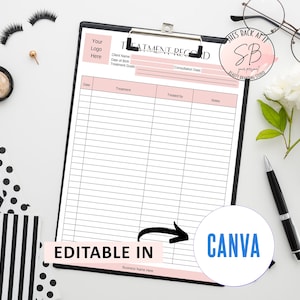 Med Spa Treatment Plan, Treatment Record Form, Nurse Injector Treatment Form, Aesthetic Template, Editable in Canva, Treatment Plan Template