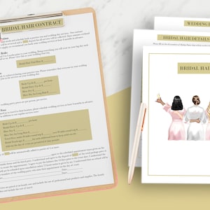 Bridal Hair Agreement, Bridal Hair Contract, Hair Stylist Form, Hair Dresser Contract, Hair Stylist Wedding Contract, Wedding Hair Contract
