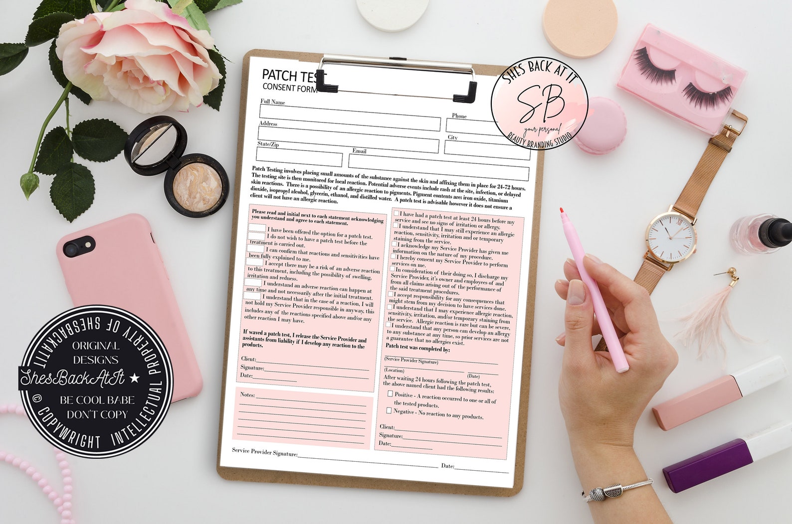 Patch Test Form, Brow Tint Patch Test, Patch Test Consent Form, Tint ...