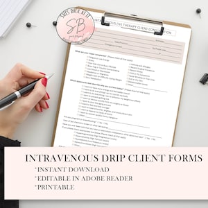 IV Therapy Consent,  Intravenous Therapy Client Forms, Iv drip Intake Form, IV Therapy Consent, IV Therapy Client Forms, Iv infusions Intake