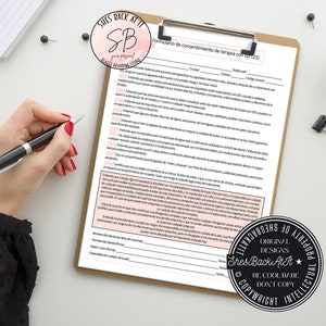 Op de afbeelding: Een Spaanstalig toestemmingsformulier voor LED-lichttherapie. Het formulier bevat een checklist met verklaringen waar de klant mee moet instemmen, en een sectie voor de handtekening en datum van de klant.