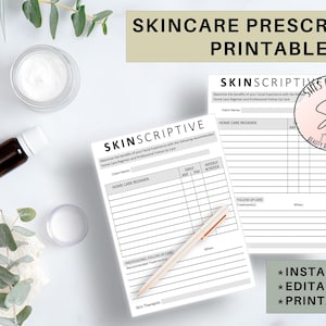 Skin Care Prescription Template, Esthetician Client Treatment Plan, Facial Home Care Regimen Printable Editable Skincare Treatment Aftercare