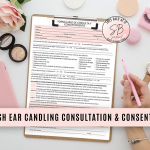 Ear Candling Form Spanish Version, Spanish Ear Candling Consent Form, Ear Candling Liability Waiver Spanish, Ear Candling Therapy Treatment