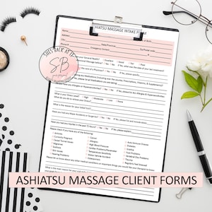 Ashiatsu Massage Consultation and Consent Forms, Client Intake, Ashiatsu Massage Consent, Massage Right to Refusal Form, Massage Client Form