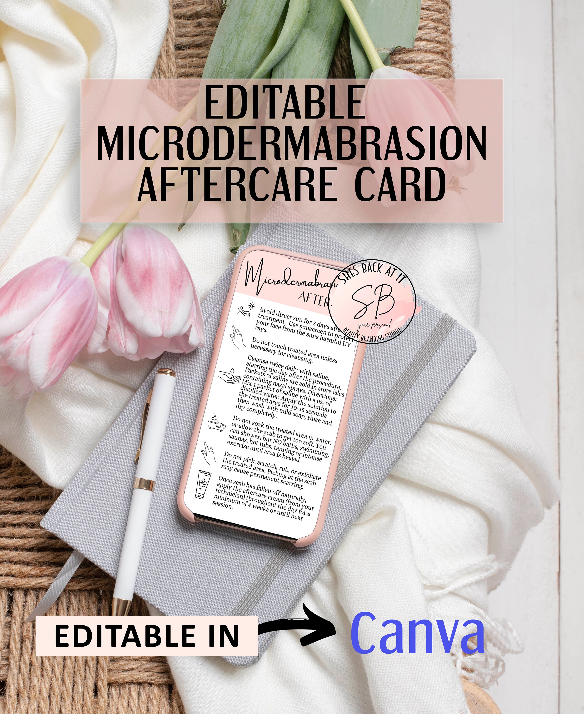 Microdermabrasion Aftercare Card Editable Microdermabrasion Etsy