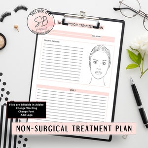 Treatment Plan Template, Esthetician Skin Consultation Form, Skin Care Plan Recommendation, Editable Beauty Client Forms