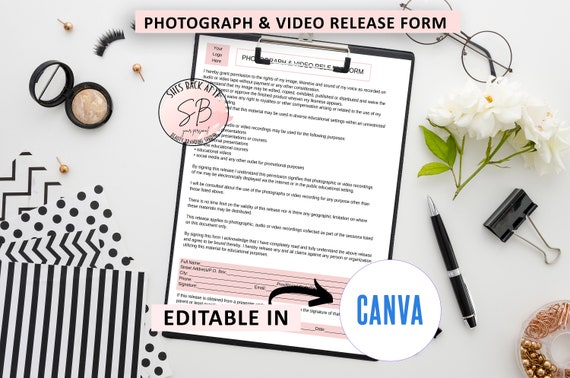 Photo Release Form Beauty, Photo & Video Consent Form, Photo Release Consent Form, Canva Editable Template,  Esthetician Forms