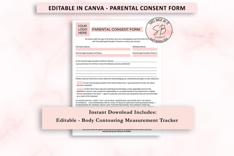 Editable Parental Liability Release Form, Parental Waiver Form, Parent ...