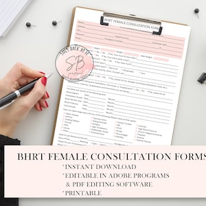 BHRT Consultation Form, BHRT Female Consultation Form, Hormone Repleacement Therapy, Bioidentical Hormone Replacement Therapy, HRT Intake