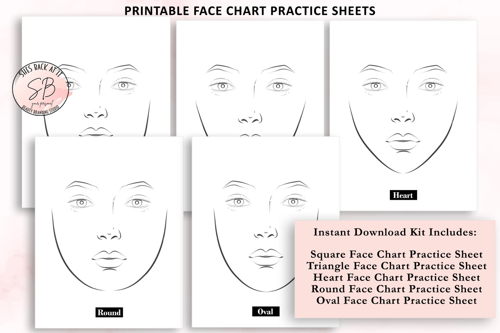 Makeup Face Chart Face Chart Practice Sheets Printable Make - Etsy UK