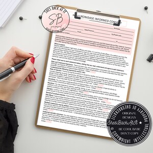 Hyaluronidase Informed Consent, Hyalase Consent Form,  Esthetician Consent Form, Hyaluronidase Injections, Hyaluronidase Informed