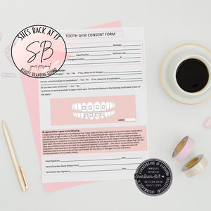 Tooth Gem Consent Form, Tooth Gem Client Forms, Tooth Gem Aftercare, Esthetician Consent Forms