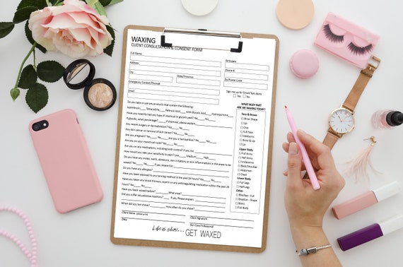 Waxing Consent Form Editable Template, Esthetician Intake Form, Client Onboarding Consultation, Hair Removal Appointment Tracker,