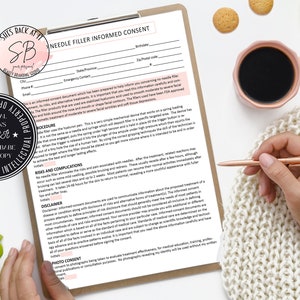 No Needle FillerConsent Form, Needleless Filler Consent, Needle Less Filler Client Forms, No Needle Filler Informed Consent, No Needle Care