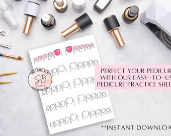 Toe Nail Practice Template, Pedicure Nail Design Printable, Nail Tech Practice, Toenail Training Planner, Digital Download