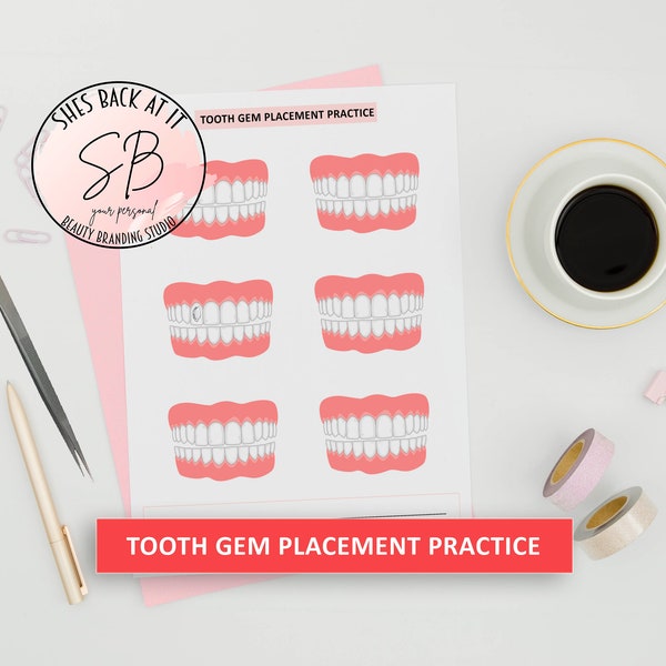 Tooth Gem Practice Sheet, Tooth Gem Forms, Tooth Gem Placement Practice, Esthetician Consent Forms, Tooth Gem Training Forms