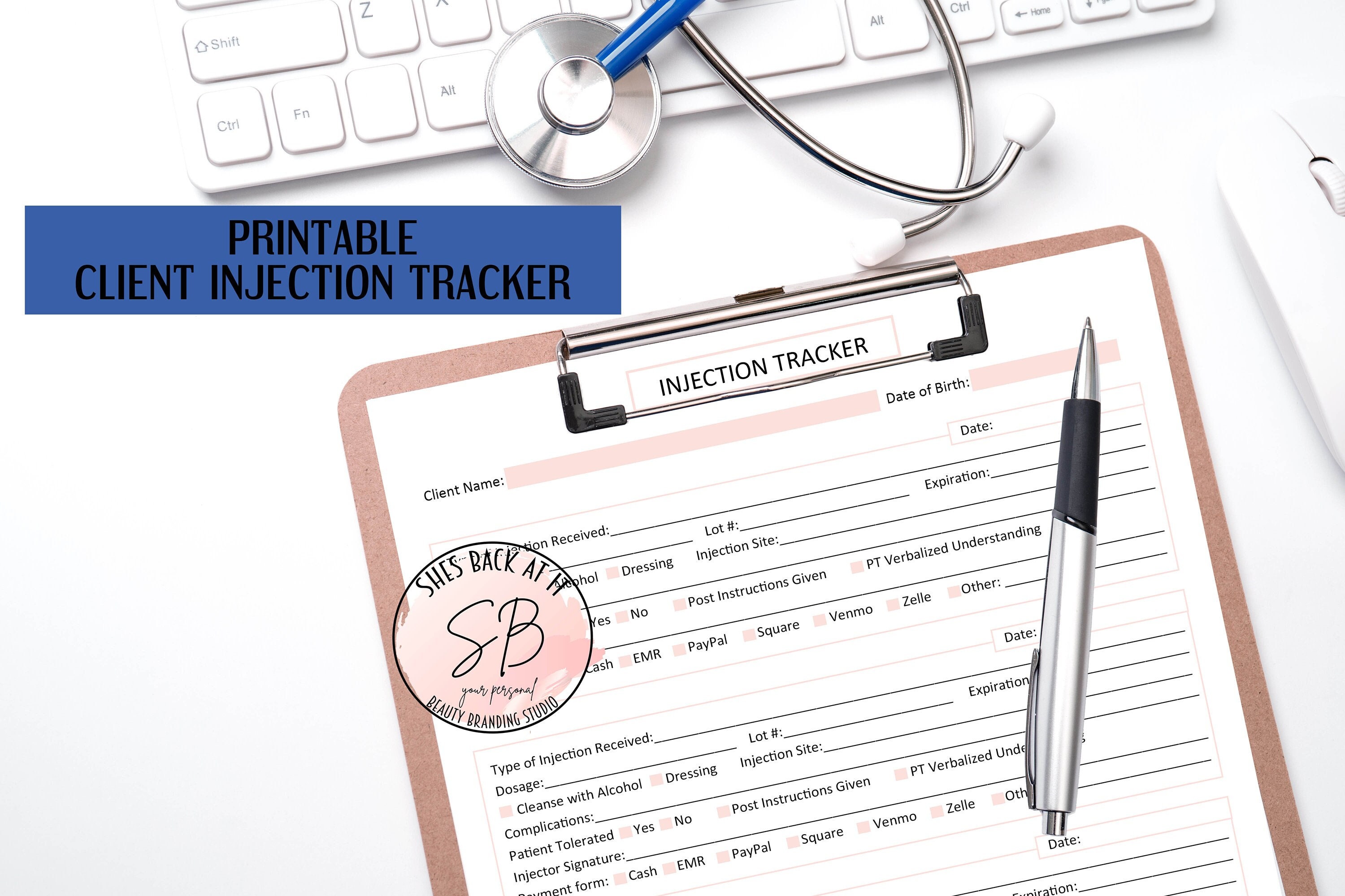 Patient Injection Record Injection Tracker, Vitamin Injection Treatment Tracker, Injection ...