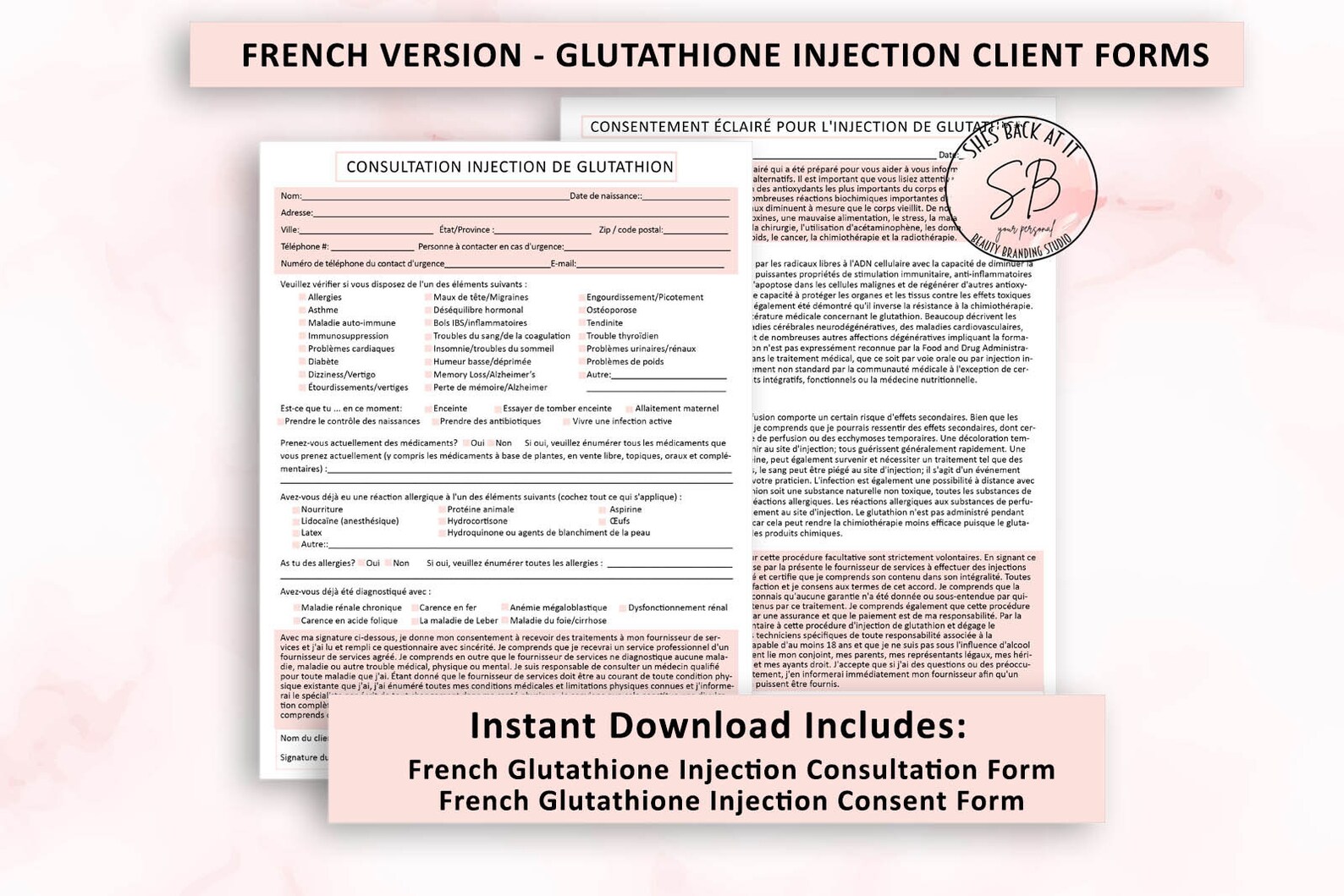 French Glutathione Injection Consent Forms French Glutathione - Etsy