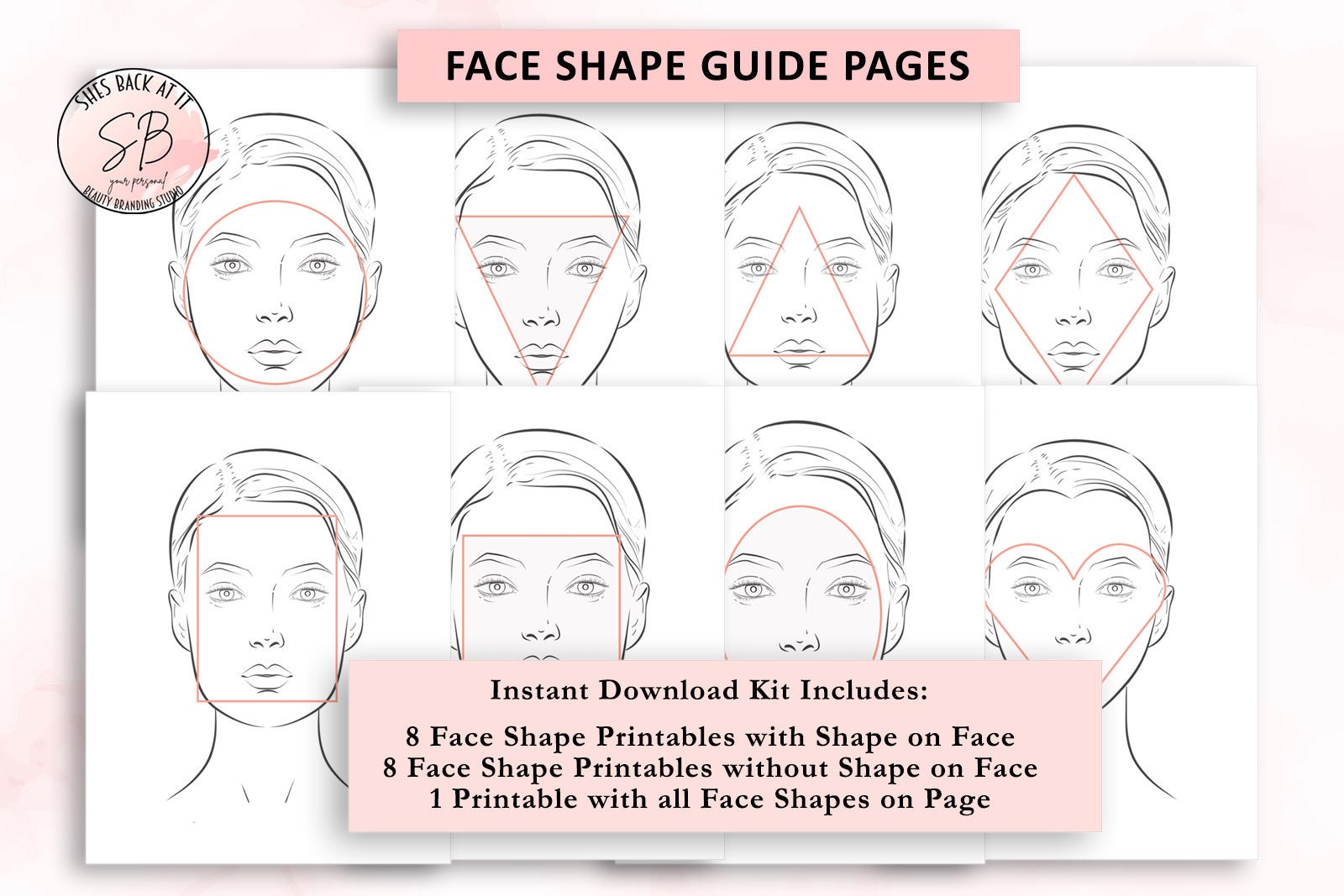 Makeup Artist Face Chart, Face Chart, Face Shape Guide, Face Chart Printables, Make-up Form, Eyebrow Shaping Practice,