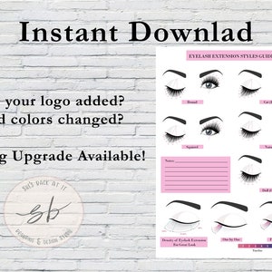 Eyelash Extension Style Guide, Lash Extension Guide, Printable, Eyelash ...