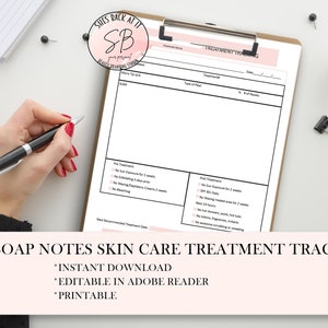 SOAP Notes Skin Care Treatment Tracker Template, Editable Esthetician Service Recommendations, Medspa Forms, Wellness Center Session Notes