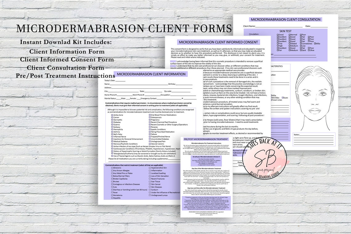 Microdermabrasion Forms Microdermabrasion Technician - Etsy