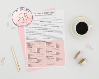 Konsultations- och samtyckesblanketter för massagebehandling, klientintag, samtycke till massage, rätt att vägra massage, massage, direkt nedladdning av PDF