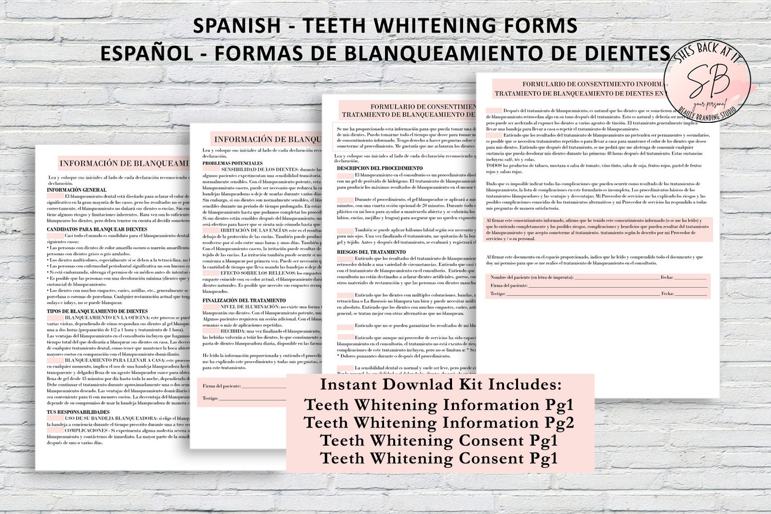 Spanish Teeth Whitening Client Forms Spanish Teeth Whitening Etsy