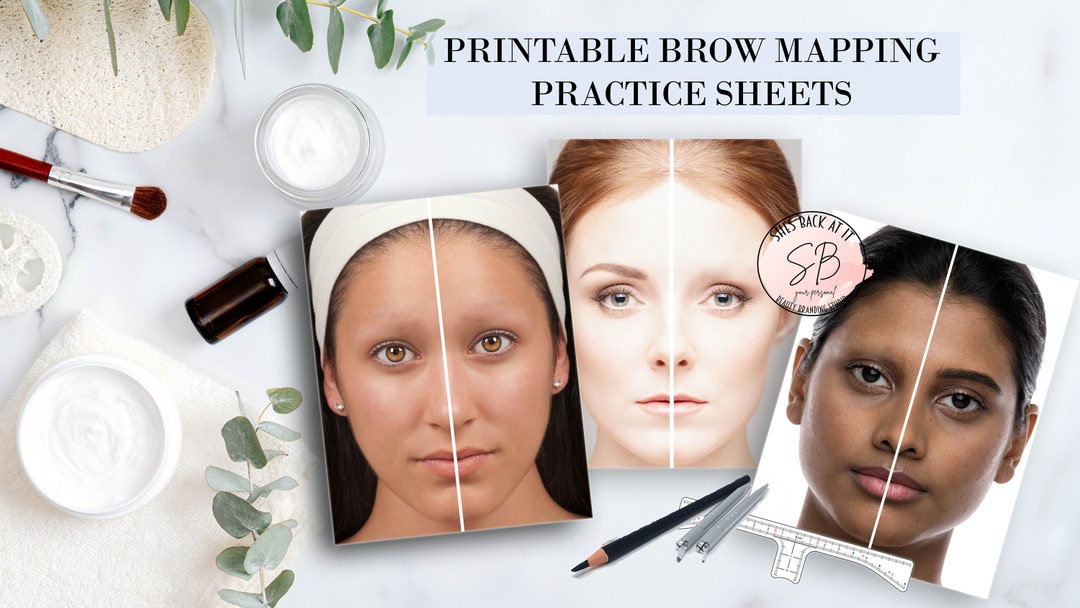 Eyebrow Mapping Practice Sheets, Microblading Pattern Printable