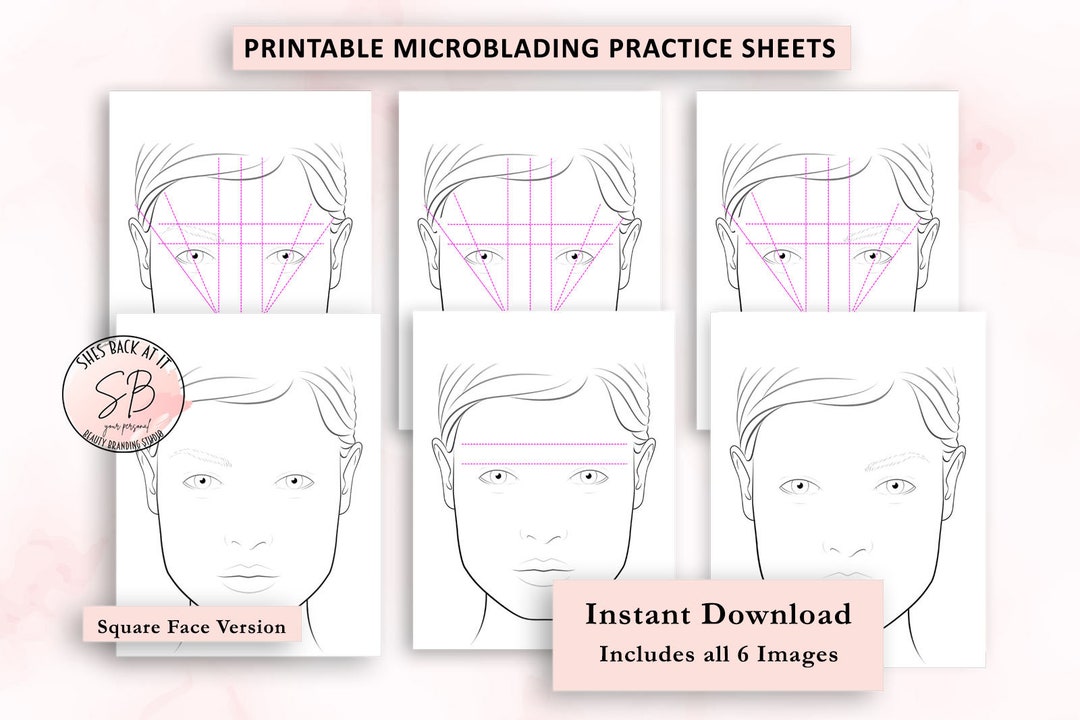 Brow Mapping Practice Sheets, Microblading Pattern Printable, Semi ...