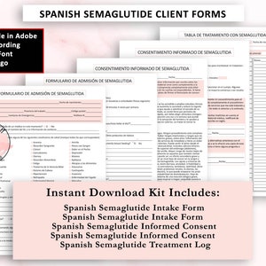Spanish Semaglutide Injection Intake Form, Semaglutide Consent Form, Weight Loss Intake, Weight Loss Contract, Wegovy Intake, Ozempic Intake