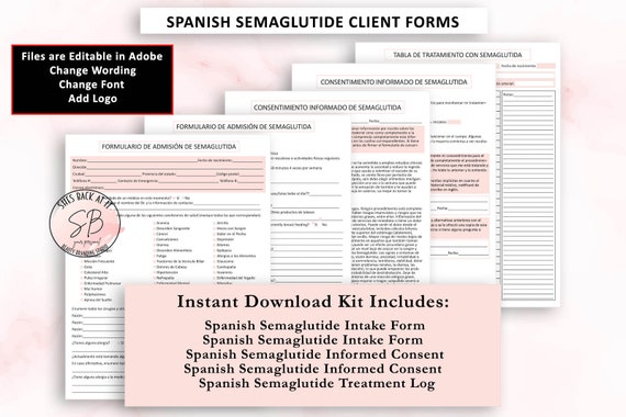 Formulário de Admissão para Injeção de Semaglutida em Espanhol, Formulário  de Consentimento para Semaglutida, Admissão para Perda de Peso, Contrato de  Perda de Peso, Admissão para Wegovy, Admissão para Ozempic