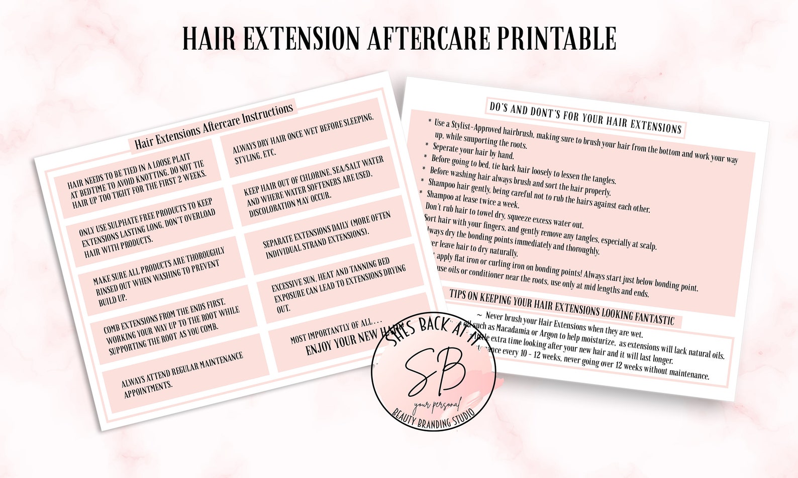 Hair Extensions After Care Instructions Postcard Hair Etsy