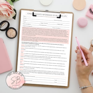 BB Glow Lips Consent Form, Spanish BB Glow Lips Aftercare, Spanish BB Glow Lips Printable Consent Form, Spanish  Esthetician Forms