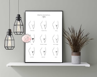 Bikini Waxing Styles Printable Poster, Intimate Hair Removal Art, Esthetician Room Wall Art, Salon Decor