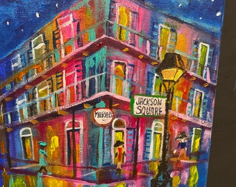 Muriel’s Jackson Square Free USA Shipping, 8x10, original, signed painting by New Orleans artist, Joyce W Laporte, various size prints,