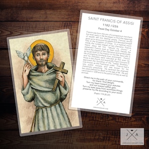 Carte de prière de Saint François d'Assise