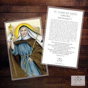 Card con preghiera di Santa Chiara d'Assisi