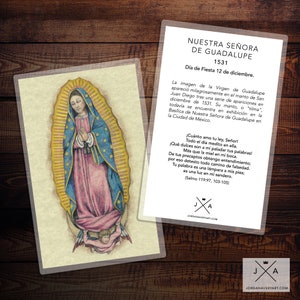 Tarjeta de oración de Nuestra Señora de Guadalupe