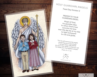 Holy Guardian Angels Prayer Card