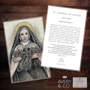 Carte de prière de sainte Thérèse de Lisieux