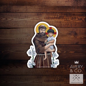 Saint Anthony of Padua Vinyl Waterproof Sticker