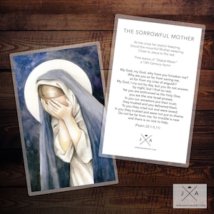 Tarjeta de oración de la Madre Dolorosa