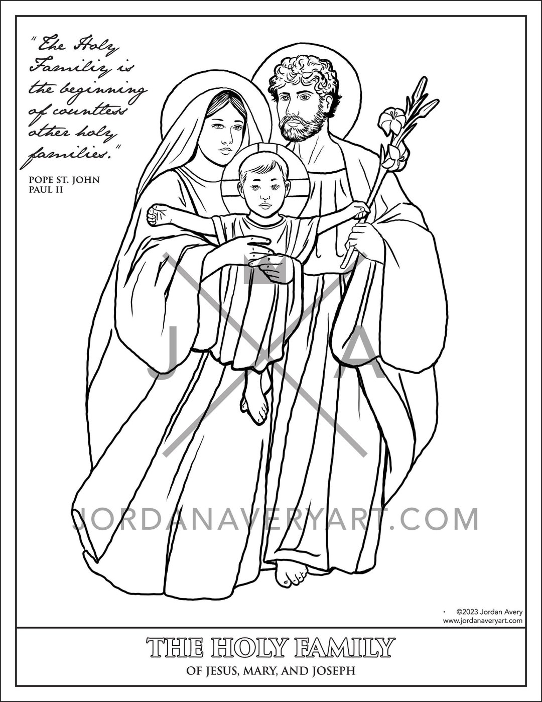 The Holy Family Coloring Page - Etsy