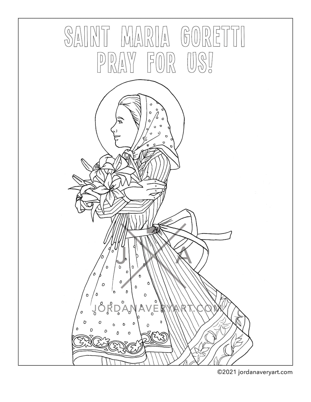 Saint Maria Goretti Coloring Page - Etsy