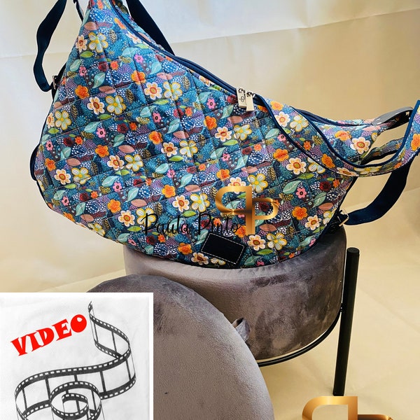 Sac Nuria, patron, tutoriel pdf pas à pas et VIDEOS explicatives. Sac à main décontracté, style hobo, déclinable en sac à dos