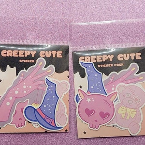 Spooky Pink Sticker Pack, Set of 4 Waterproof Vinyl Stickers