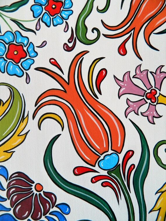 Original Hand Painted Turkish Art on Wood Turkish Design Wall Etsy