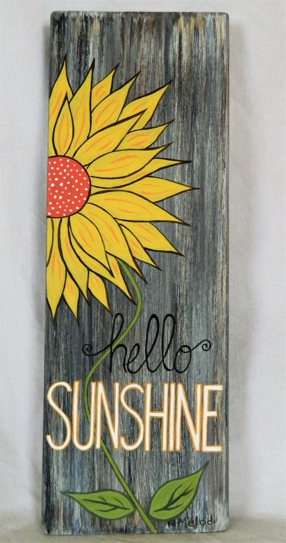 Hello Sunshine Wood Sign Home Decor Spring Decor Summer | Etsy